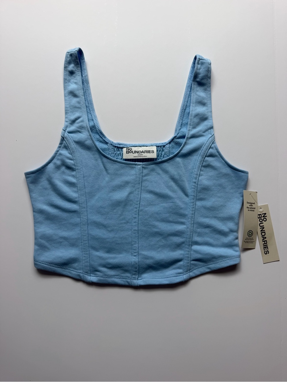 No Boundaries Y2K Sky Blue Cropped Tank with Square Neck Size M